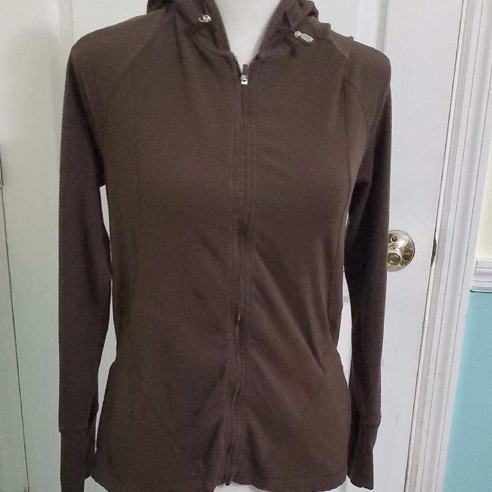 Danskin Now Retro Y2K Brown Athleisure Lounging Fitted Knit Hoodie S